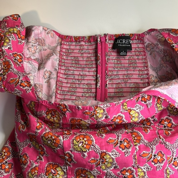 J.CREW COLLECTION PUFF SLEEVE SQUARE NECK TOP IN RATTI PINK BLOOMS PRINT SZ 4 - Picture 8 of 16